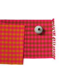 Big Gingham Table Runner in Pink