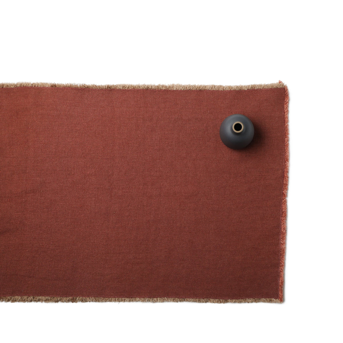 Linen Hopsack Runner in Mattone Red